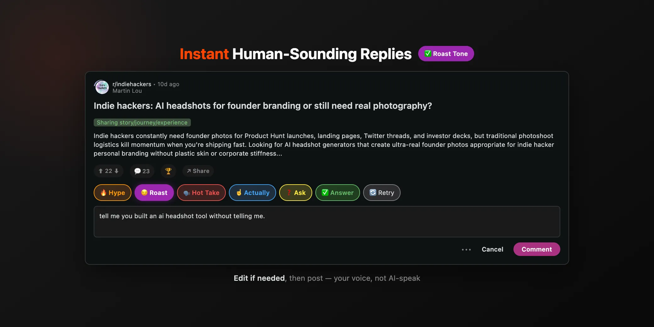 RedSutra generating a reply